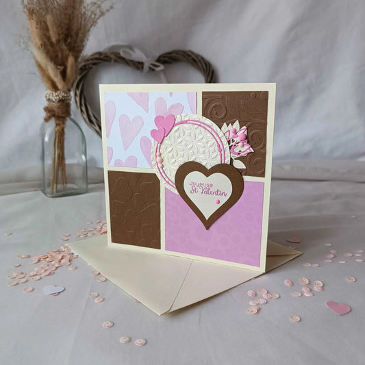 Carte de saint valentin rose et marron, cadeau saint valentin 2024, idée cadeau saint valentin, cadeau saint valentin femme, cadeau saint valentin homme, carte de saint valentin 2024, saint valentin 2024, cadeau saint valentin ado, carte amoureux, carte d amour, je t aime, fêter l amour, célébrer l amour