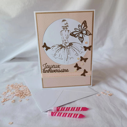 Carte anniversaire danseuse / carte de vœux / carte anniversaire fait main / jolie carte anniversaire / joli carte anniversaire avec prénom / cadeau anniversaire personnalisé / carte anniversaire femme / carte anniversaire personnalisé / carte anniversaire personnalisée danseuse / carte anniversaire pour danseuse / idée cadeau anniversaire / idée cadeau danseuse / carte « joyeux anniversaire »