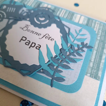 Carte bonne fête Papa, bleu avec son tracteur format A6