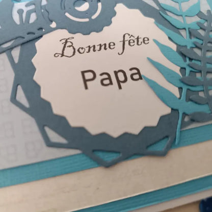 Carte bonne fête Papa, bleu avec son tracteur format A6