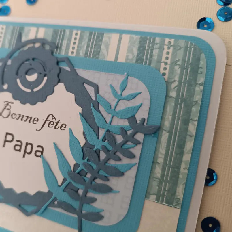 Carte bonne fête Papa, bleu avec son tracteur format A6