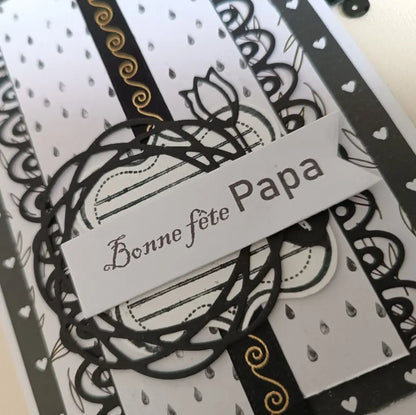 Carte bonne fête Papa, noir et blanc format A6