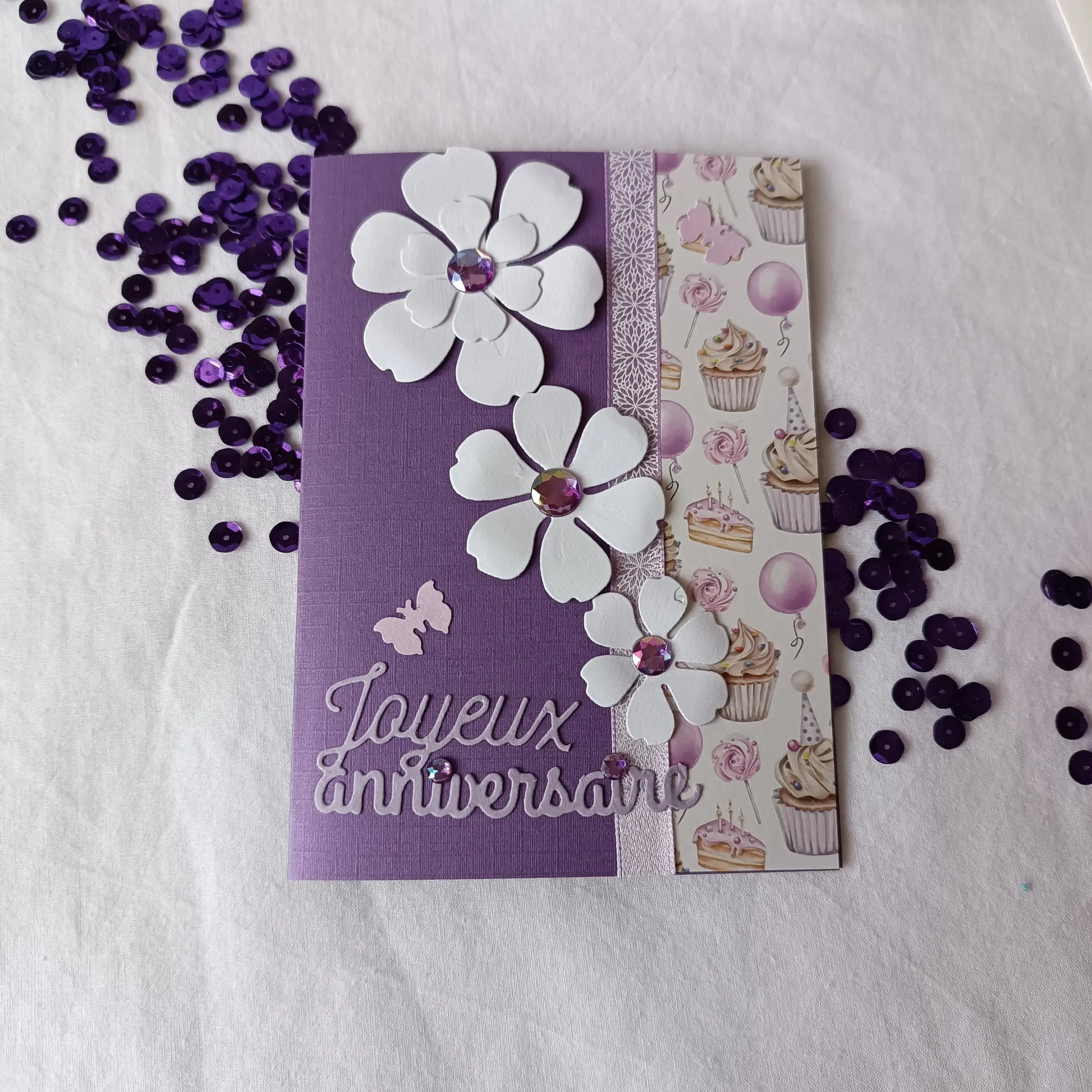 Carte anniversaire femme ou fille - Fleurs - Violette L'Atelier de Lili la souris