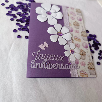 Carte anniversaire femme ou fille - Fleurs - Violette L'Atelier de Lili la souris