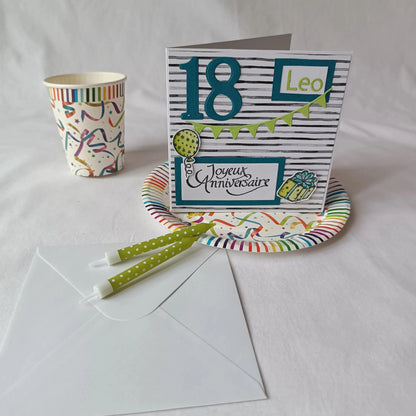 Carte anniversaire homme ou garçon personnalisable verte de l’Atelier de Lili la souris - cadeau personnalisation prénom - carte joyeux anniversaire - carte anniversaire faite main - jolie carte anniversaire - joli carte anniversaire avec prénom - cadeau anniversaire personnalisé - carte anniversaire garçon - cadeau anniversaire - carte anniversaire personnalisée - carte anniversaire pour homme - idée cadeau anniversaire - idée cadeau garçon - carte  joyeux anniversaire