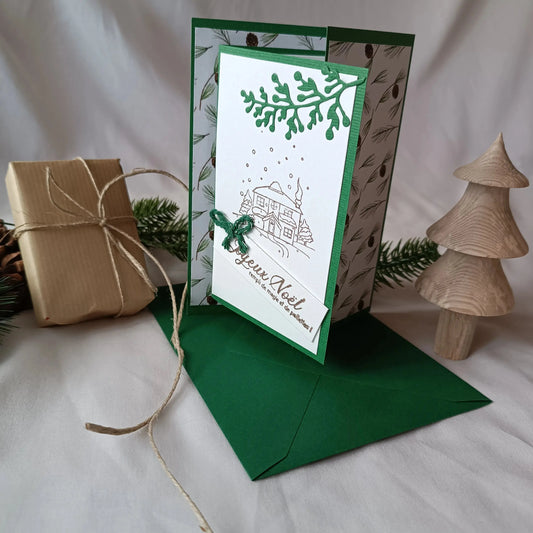 Carte noël verte pour carte cadeau ou billet de L’Atelier de Lili la souris - Carte joyeux noël - carte de Noël - carte de vœux - idée cadeau noel - carte de vœux 2025 - noël 2024 - idée cadeau noël 2024 - idée cadeau femme noel 2024 - idée cadeau homme noel 2024 - cadeau noel 2024 - jolie carte de noel