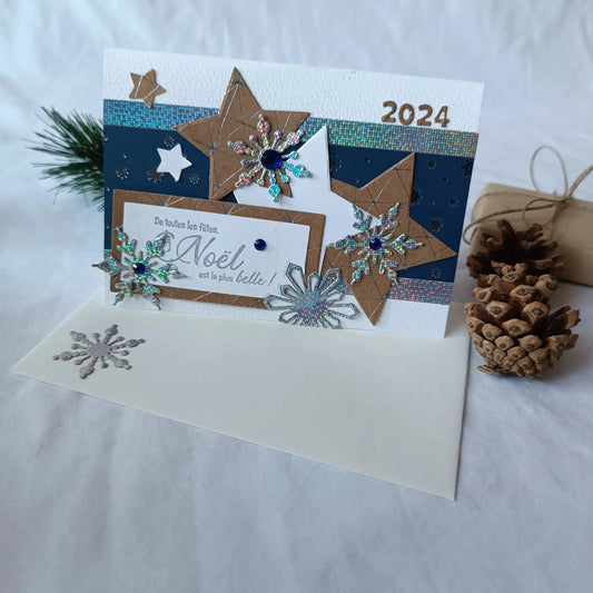 carte de noël 2024 bleu marine de L’Atelier de Lili la souris - Carte de voeux - carte de voeux 2024 - carte de noel - carte de noel 2024 - idée cadeau noel - cadeau noel 2024 - meilleurs voeux - voeux de nouvelle année 2025