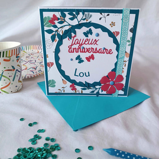 Carte anniversaire vert / carte de vœux / carte anniversaire fait main / jolie carte anniversaire / joli carte anniversaire avec prénom / cadeau anniversaire personnalisé émeraude / carte anniversaire femme / carte anniversaire personnalisé / carte anniversaire personnalisée / carte anniversaire pour maman / idée cadeau anniversaire / idée cadeau femme / carte « joyeux anniversaire »