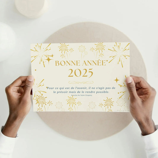 carte de vœux Nouvel An 2025 de L’Atelier de Lili la souris – carte de Nouvel An à télécharger – carte de vœux bonne année 2025 – carte Nouvel An virtuelle – vœux de Nouvel An 2025 – Bonne Année 2025